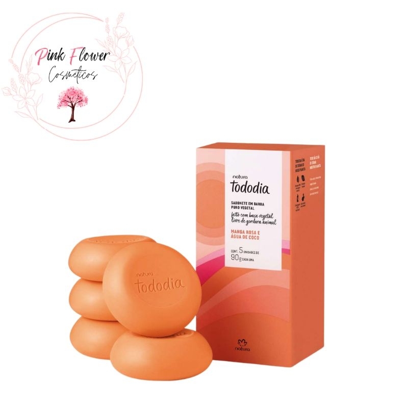 Sabonete em Barra Puro Vegetal Tododia Manga Rosa e Água de Coco (5 unidades)