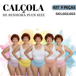 Kit 09 Calçolas Calçinhas Plus Size 100% Algodão Macia Confortável