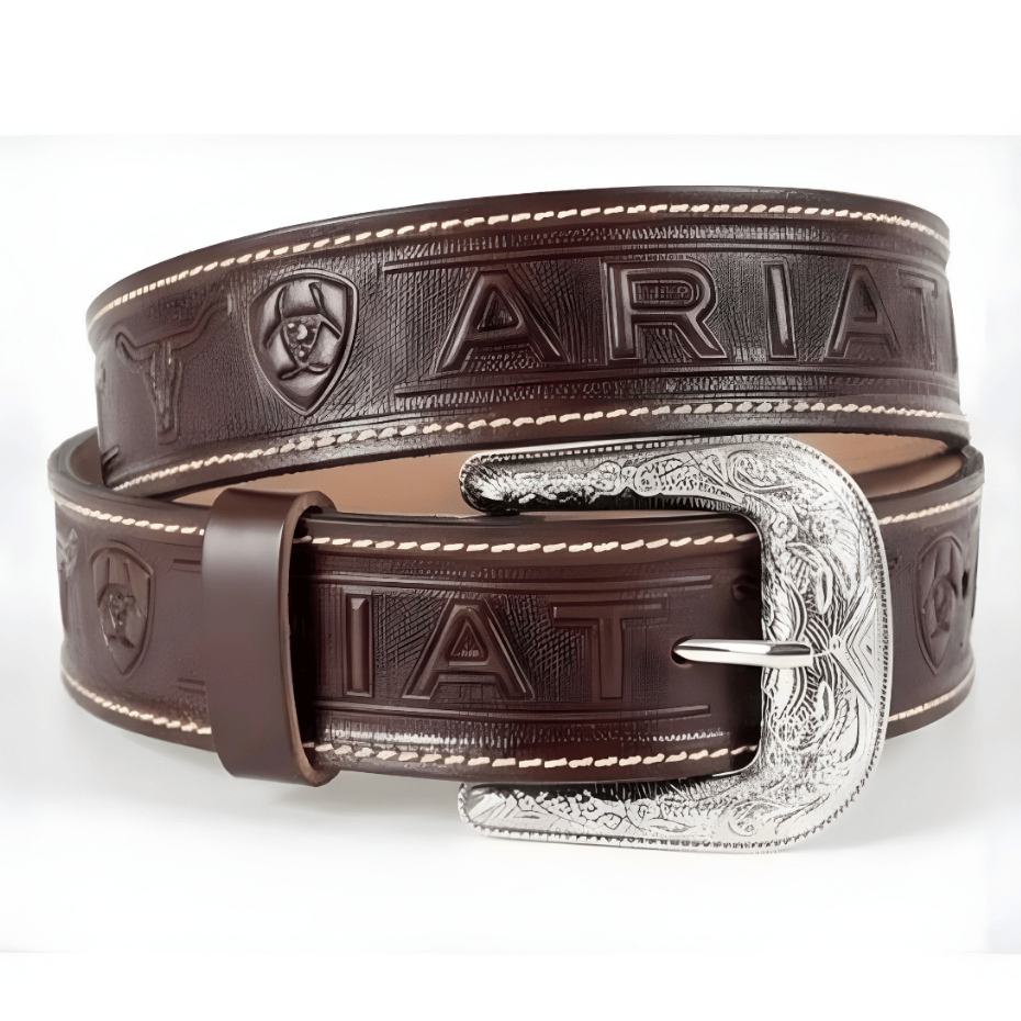 Cinto Country de Couro com Fivela Detalhada Modelo Ariat em Oferta na Shopee