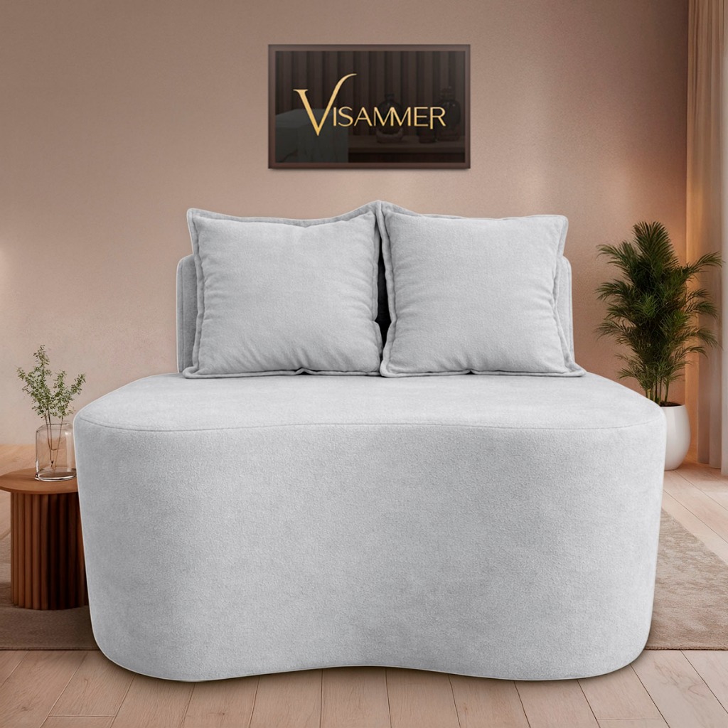 Sofá Poltrona Orgânica Namoradeira 1,30 Tecido Boucle Para Sala Quarto Recepção Confortavél Visammer