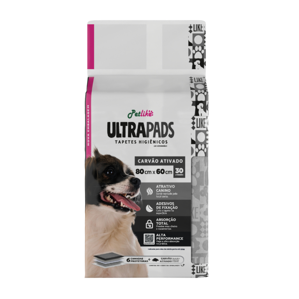Tapete higiênico Ultra Pads Carvão 60x80 cm 30 unidades