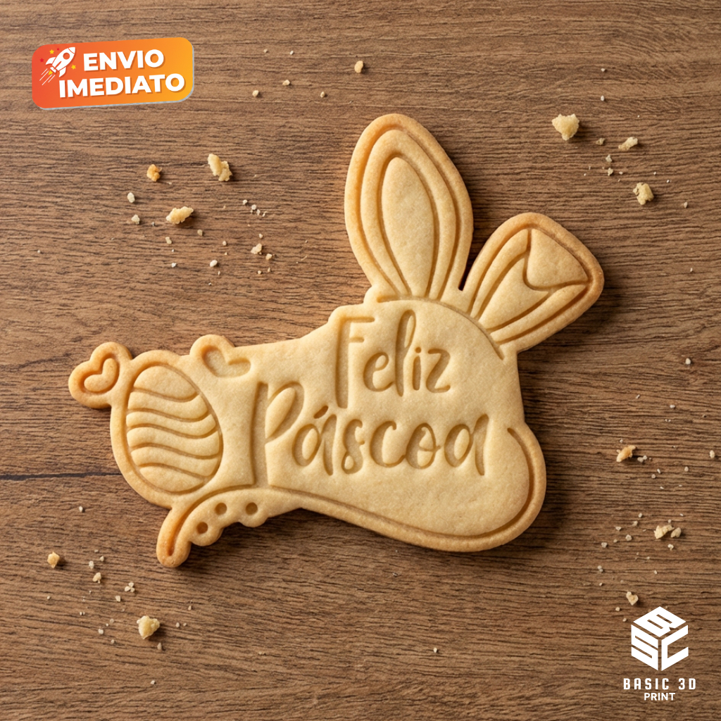 Cortador e marcador de biscoitos Feliz Pascoa Biscoito Amanteigado 6,5cm Molde Biscoito Confeiteira