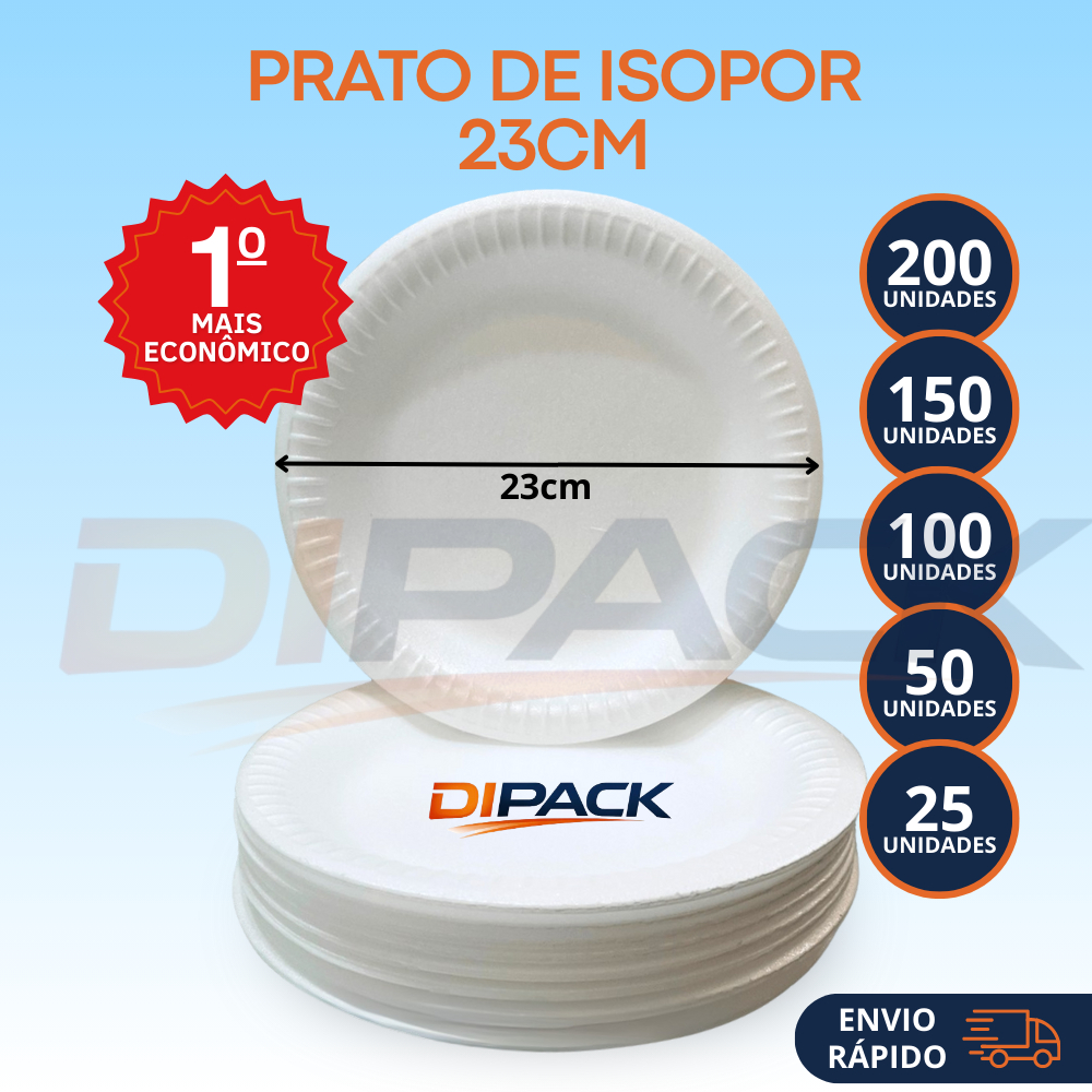 25~200 Prato Descartável de Isopor Térmico Branco 23cm Churrasco Aniversário Festa Eventos