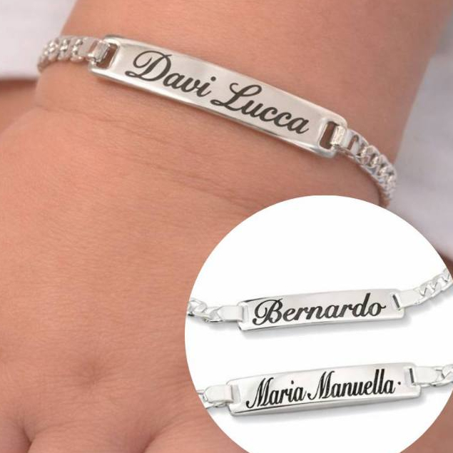 Pulseira Infantil com Nome Personalizado a laser Semi Joia