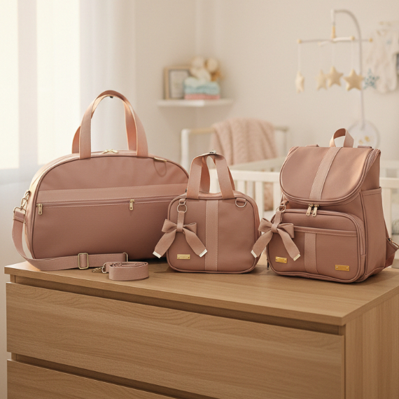 [KR RK Bolsas] Kit Bolsas Maternidade Mala, Mochila e Frasqueira em Oferta na Shopee