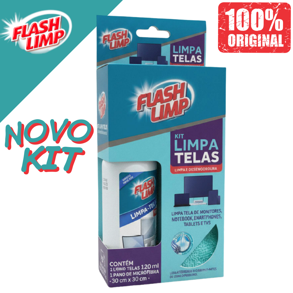 Kit Limpa Telas Flash Limp Spray Com Pano De Microfibra.