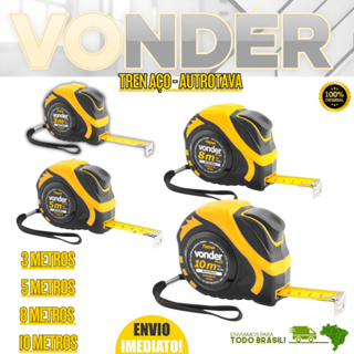Trena Profissional Emborrachada De Aço 10m 8m 5m 3m Autotrava Reforçada Com Trava - VONDER PLUS em Oferta na Shopee