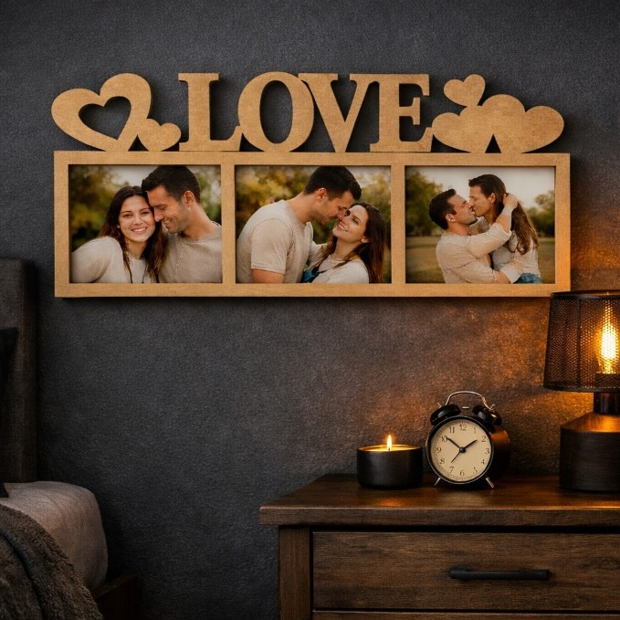 Quadro Porta Retrato Amor Love 20x50 Decorativo 3mm Familia