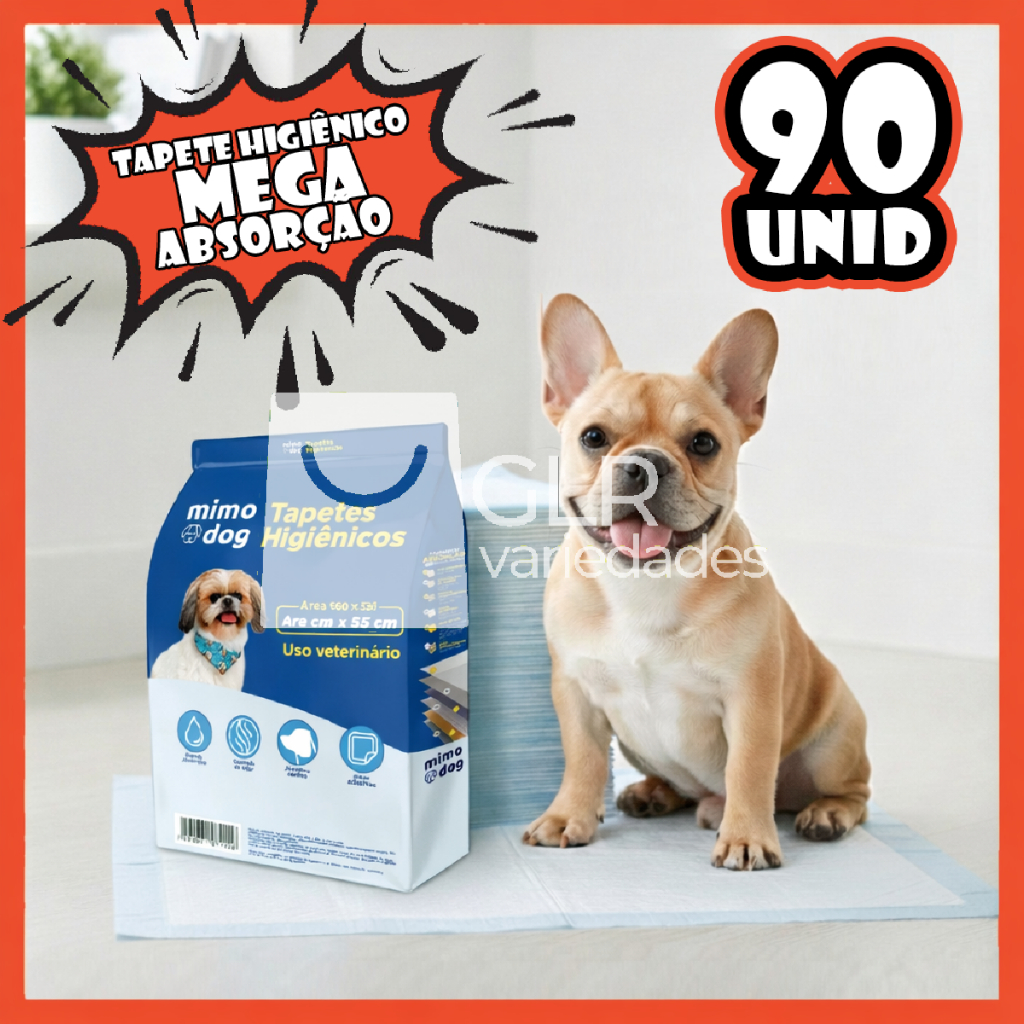 90 Tapete Higiênico mega absorção Cães Gel Absorvente FastDry Antivazamento Controle de Odor premium