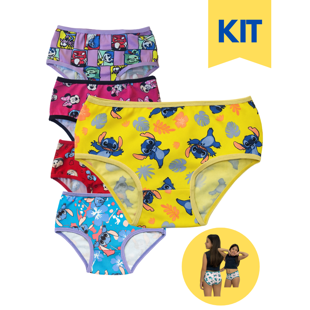Kit 5 ou 10 Calcinha Infantil Microfibra Estampada Forro Algodão