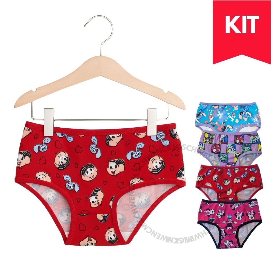 Kit 5 ou 10 Calcinha Infantil Microfibra Menina Confortável Forro Algodão em Oferta na Shopee