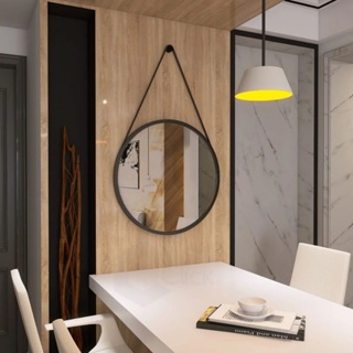 Espelho Redondo 60cm com Alça de Couro Versatilidade e Estilo para Ambientes Modernos em Oferta na Shopee
