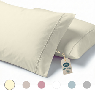 Par De Fronha (2uni) Percal 600fios 100%algodão Ponto Palito em Oferta na Shopee