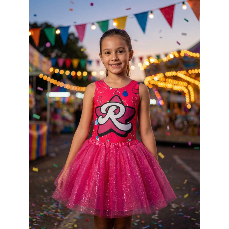 Maiô Bory Body Infantil Menina Rosa com Estampa Estrela grupo dos rosas emilly vick katlen zoom boom