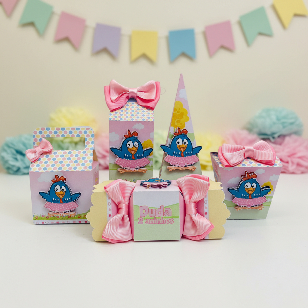 Kit Festa Galinha Pintadinha Lembrancinhas - Caixinhas Personalizadas para Aniversário Infantil