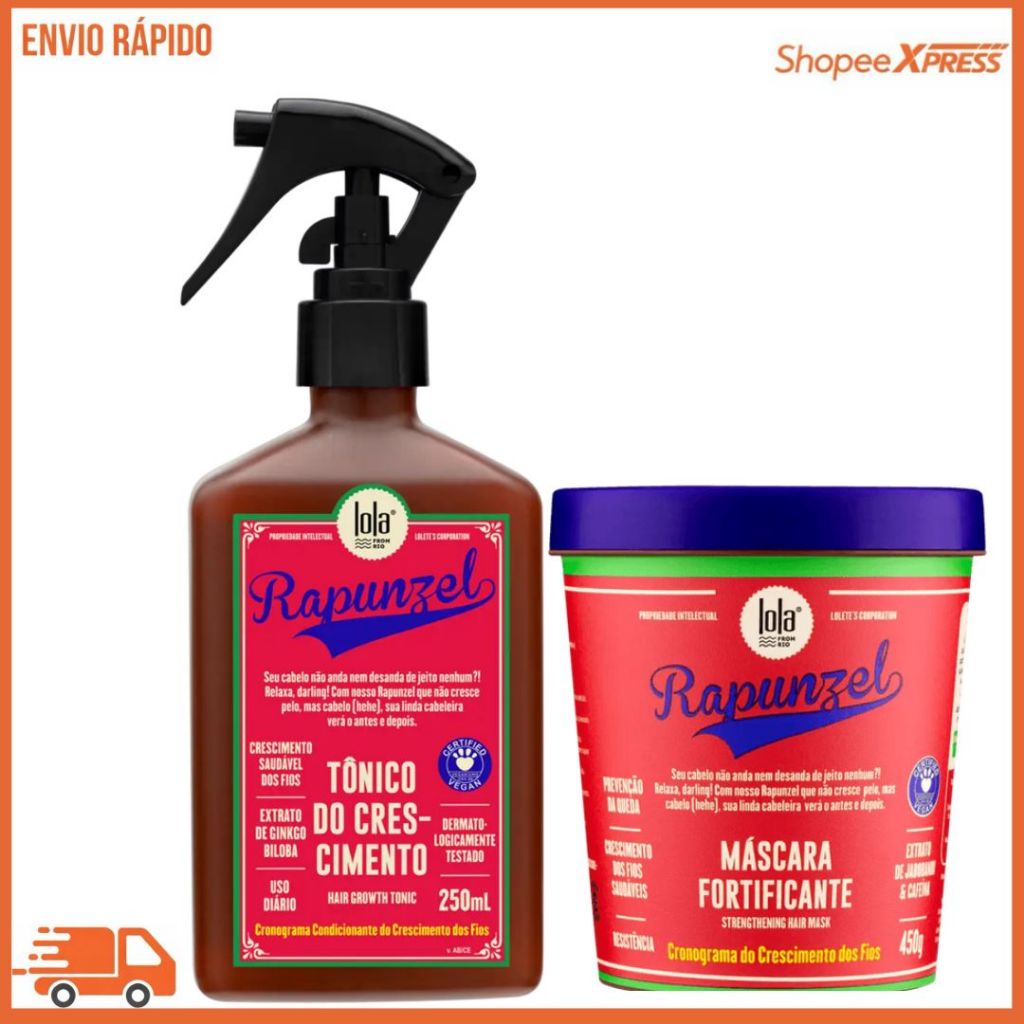 Kit Rapunzel com  Tônico 250ml + Máscara 450g - Lola Cosméticos em Oferta na Shopee