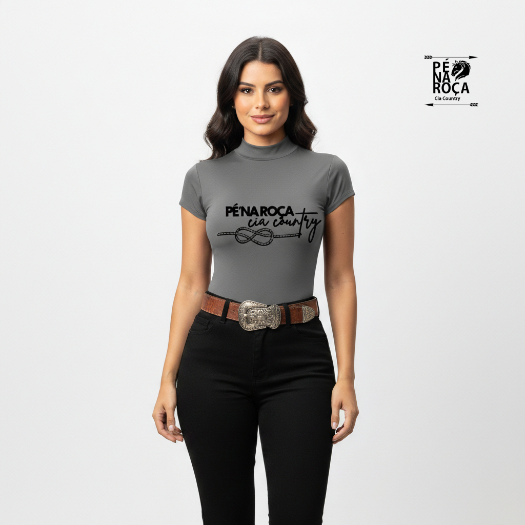 Pé na Roça Cia Country Body UV GOLA ALTA MANGA CURTA com proteção solar cavalgada rodeio PNR807