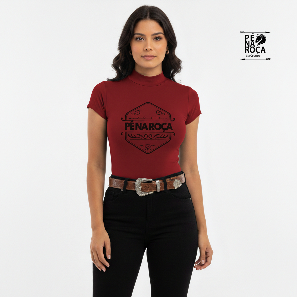Pé na Roça Cia Country Body UV GOLA ALTA MANGA CURTA com proteção solar  cavalgada rodeio  PNR809