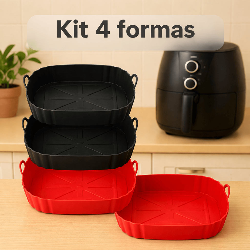 Kit 4, 3, 2 ou 1 Formas airfryer Silicone Antiaderente Quadrada-Fritadeira, Forno,Microondas em Oferta na Shopee