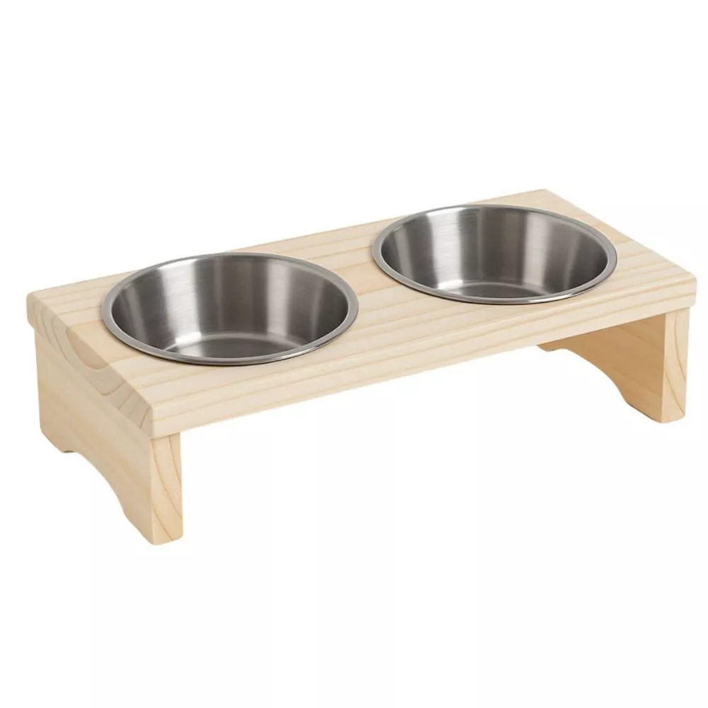 Comedouro Bebedouro Duplo Pet 2 Tigelas Inox 200ml Cachorro e Gato