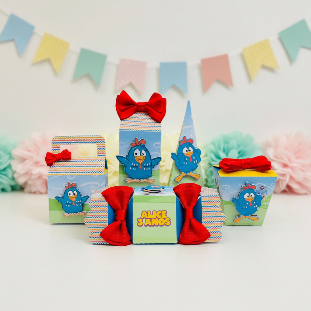 Kit Festa Galinha Pintadinha Lembrancinhas - Caixinhas Personalizadas para Aniversário Infantil