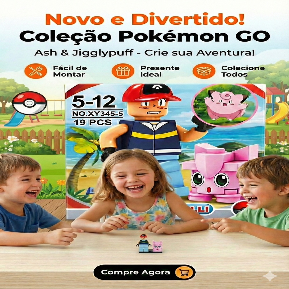 Blocos de Montar Inspirados em Pokémon GO – Construa Sua Aventura
