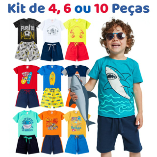 Kit de 4, 6 ou 10 Peças Roupa Infantil Menino Verão Premium 1 ao 14 Conjunto Criança Masculino Lindo em Oferta na Shopee