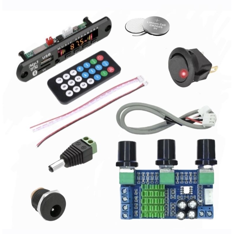 kit Montagem Caixa De Som Amplificador 160w e Placa Decodificadora Mp3 Bluetooth