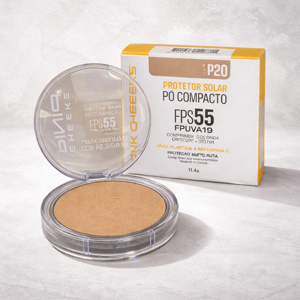 Pó Compacto com Proteção Solar FPS 55 Pink Cheeks P20