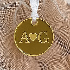 KIT Tags Personalizadas Acrílico Espelhado 2cm Nome logo iniciais Etiqueta Aplique