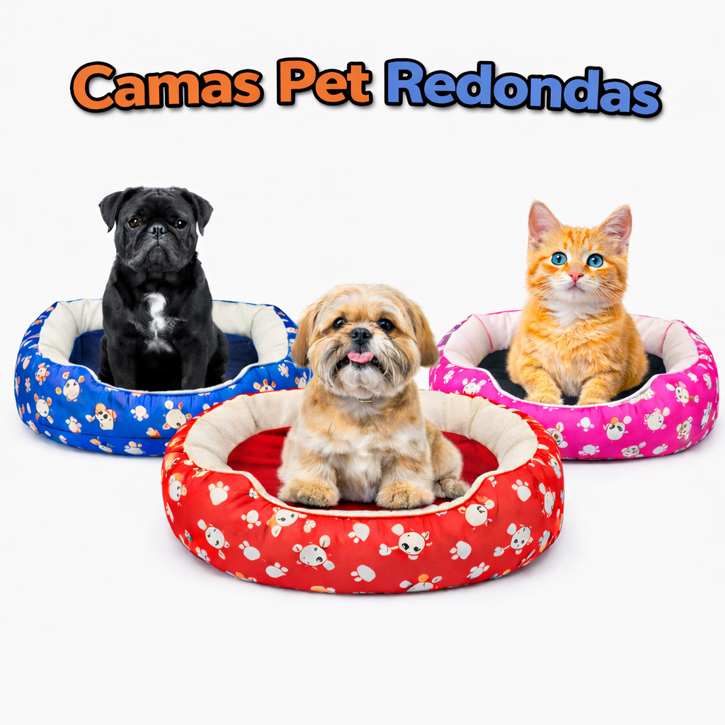 Kit 2 Cama Pet Redonda para Cachorro e Gato Confortável Macia, Lavável e Antiestresse Petshop em Oferta na Shopee