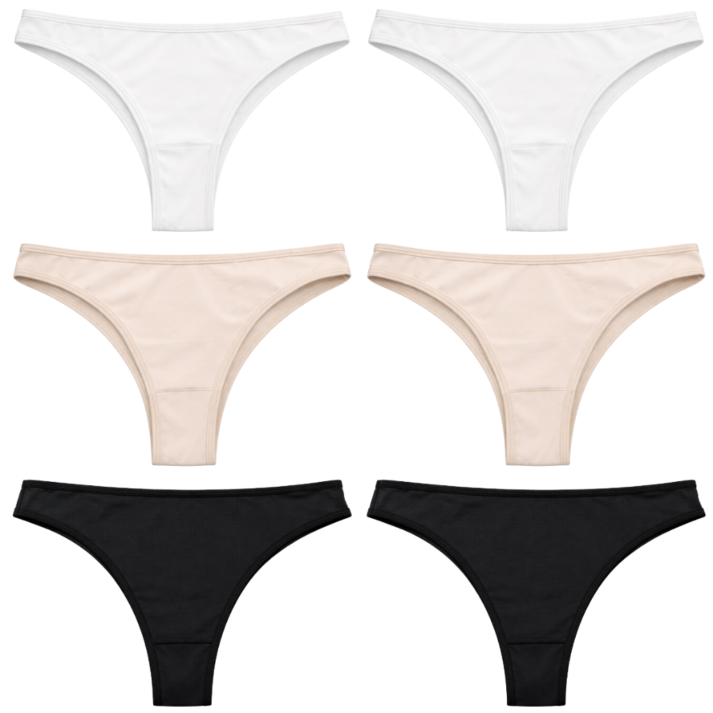 Kit Del Rio 6 Calcinhas Tanga Lisa Areia Branco Preto Liso P M G GG em Oferta na Shopee