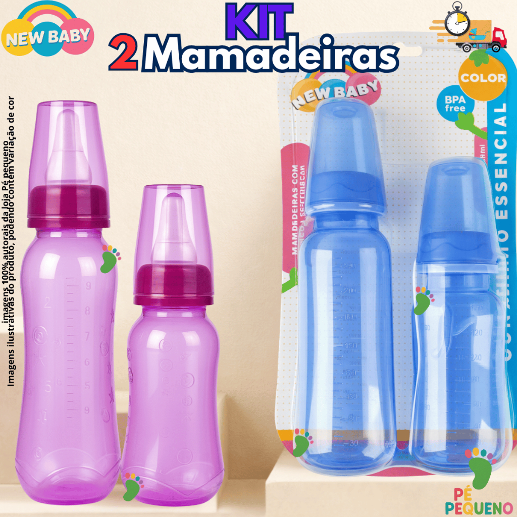 Kit 2 Mamadeiras Bebê Bico Silicone Ótimo Custo Benefício Achadinhos Mae de Primeira Viagem New Baby