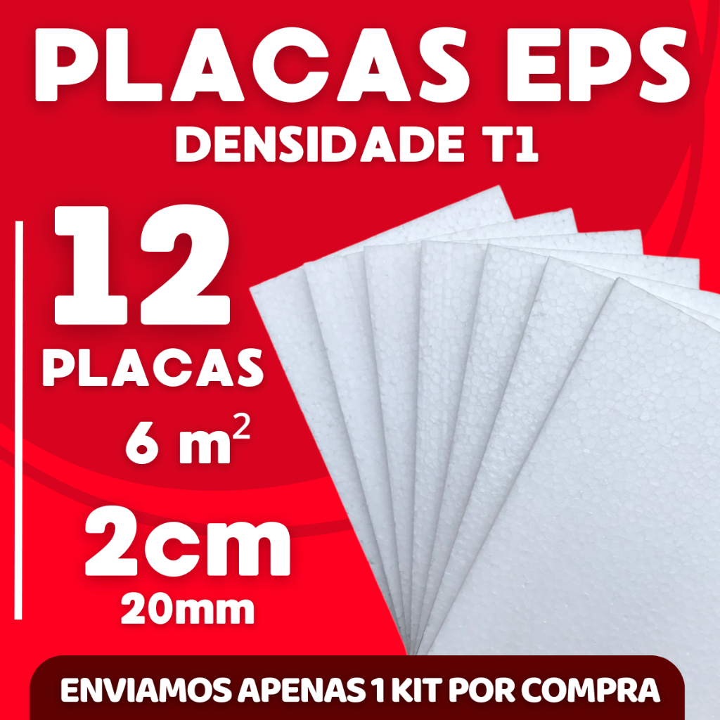 12 Placas Forro EPS Antichamas Espessura 20mm - 100x50x2cm Térmico Acústico - Envio Imediato em Oferta na Shopee