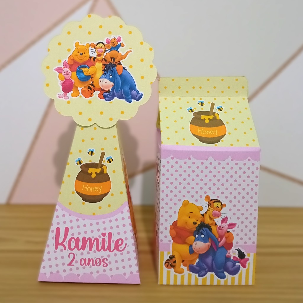 Kit Personalizado  Ursinho Pooh Rosa | Lembrancinhas Festa Infantil | Caixinhas | Aniversário