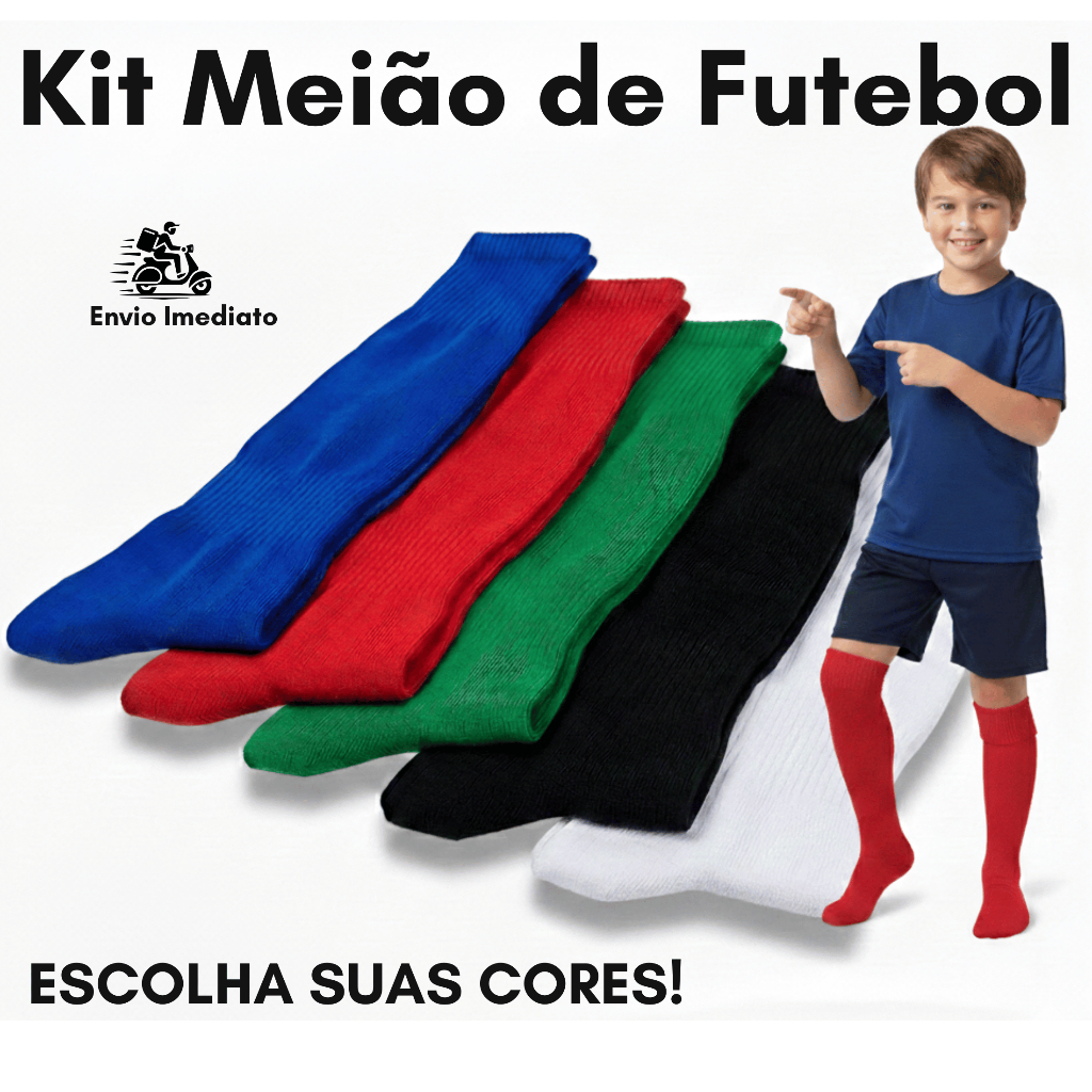 Kit 3/2/1 Pares Meião de Futebol Esportivo Longo Comprido Infantil Juvenil Meia Solado Toalha Grossa em Oferta na Shopee