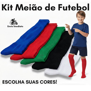 Kit Pares Meião de Futebol Esportivo Longo Comprido Infantil Juvenil Meia Solado Toalha Grossa