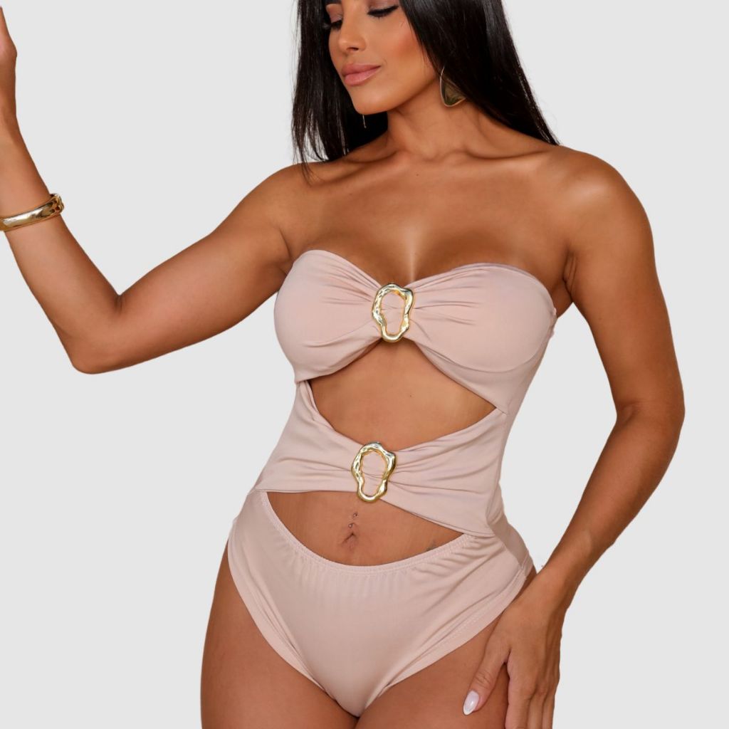 Body Maio Feminino Tomara Que Caia Vazado Fivela Organica Detalhe Sexy