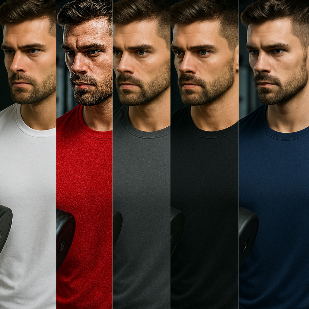 Kit-Com- 5 Camisetas Dry Fit Masculina - Casual - Treino - Academia - Esportes - Exercícios - Corrida