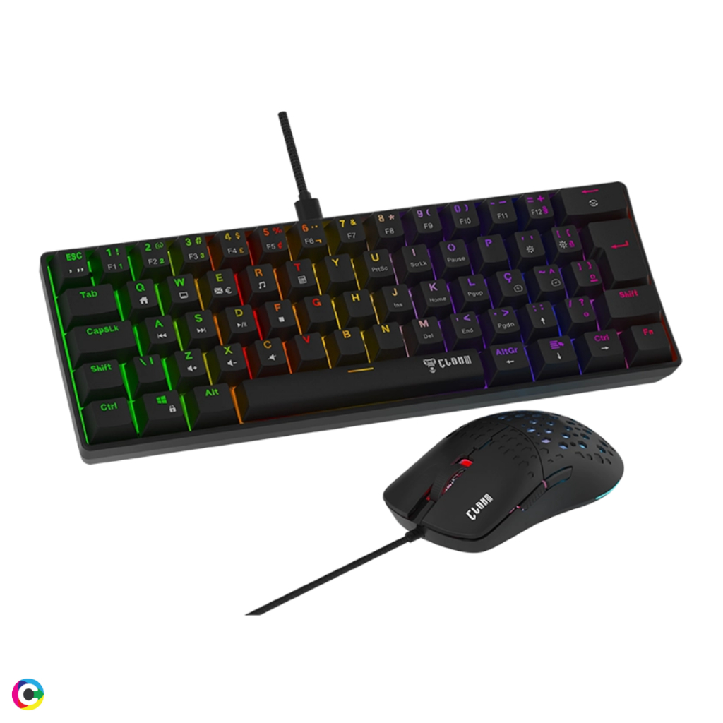 Kit Teclado Mecânico e Mouse Gamer Reaver Duo USB RGB Led PC Notebook com Fio Iluminação RGB