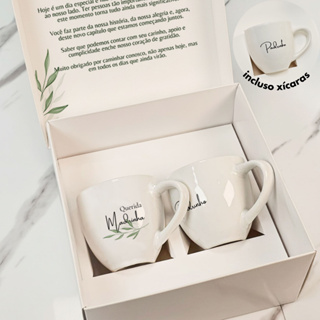 Caixa com Xícara de porcelana para padrinhos de casamento personalizada em Oferta na Shopee