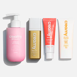 Rotina para Pele Seca - Emulsão de Limpeza, Vitamina C Gold, Calming Cream e Protetor Solar FPS 60