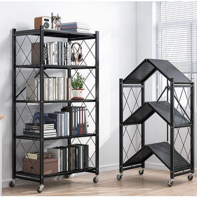 Estante Dobrável Em Aço Industrial Prateleira Multiuso 4 Andares  E 3 Andares Com Rodinhas em Oferta na Shopee