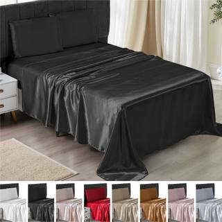 Jogo de Cama Lençol e Fronha 04 Peças  Cetim Casal Padrão Antifrizz Charmousse Brilhante Sedoso Luxo