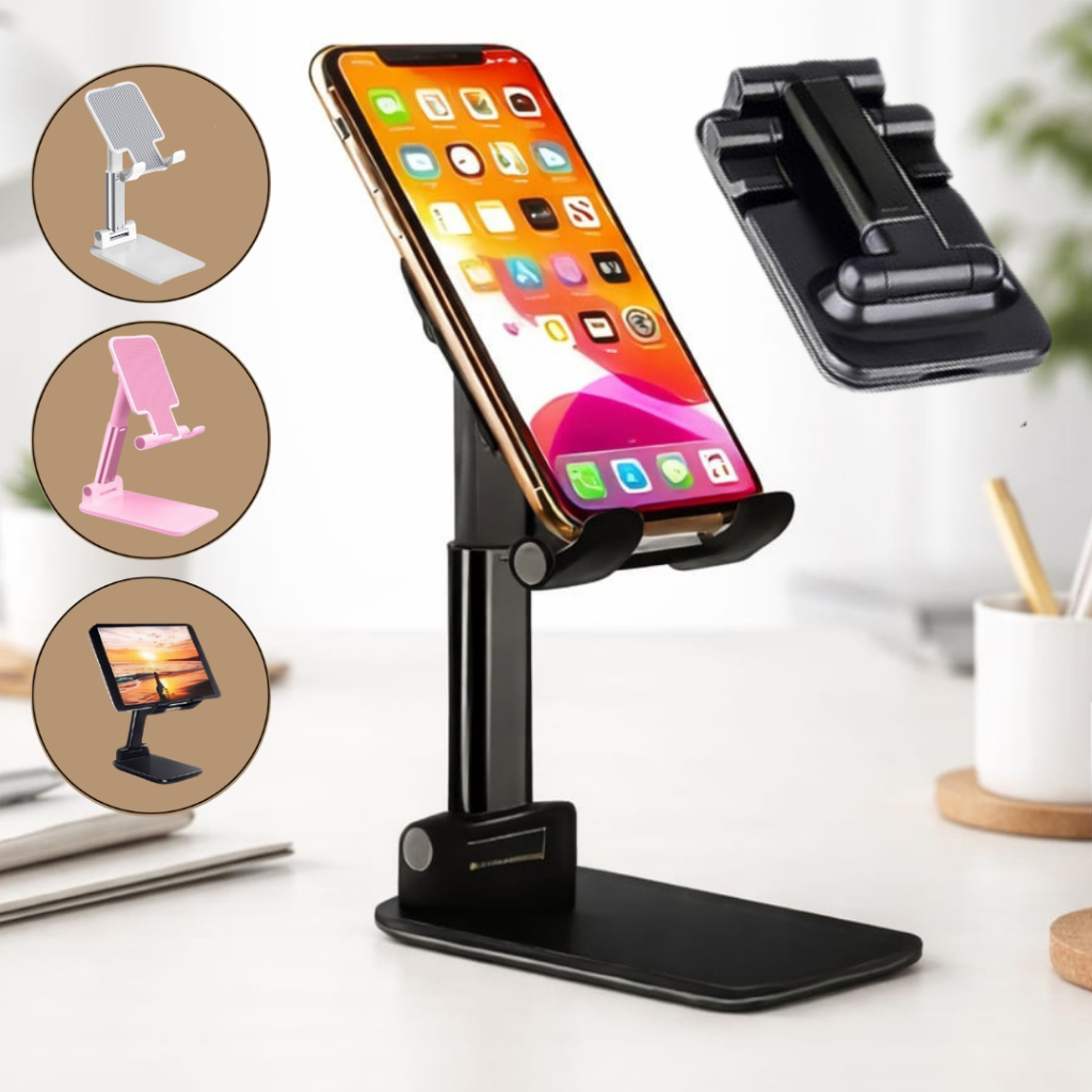 Suporte De Mesa Para Celular Tablet Dobrável Ajustável Articulado Portátil Apoio Branco Preto Rosa Universal Escritório