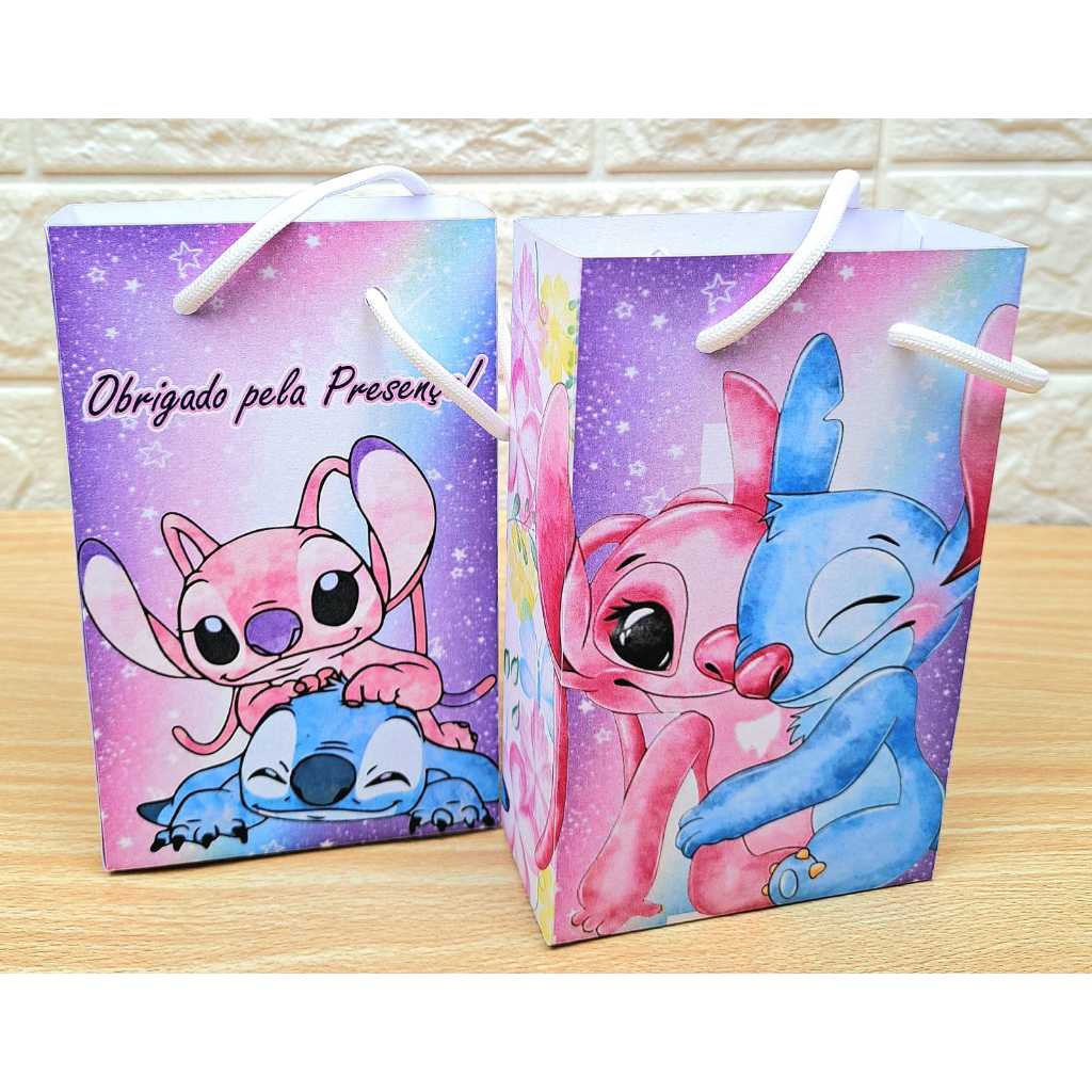 Sacolinha Surpresa Personalizada para Lembrancinha de festa stitch e angel