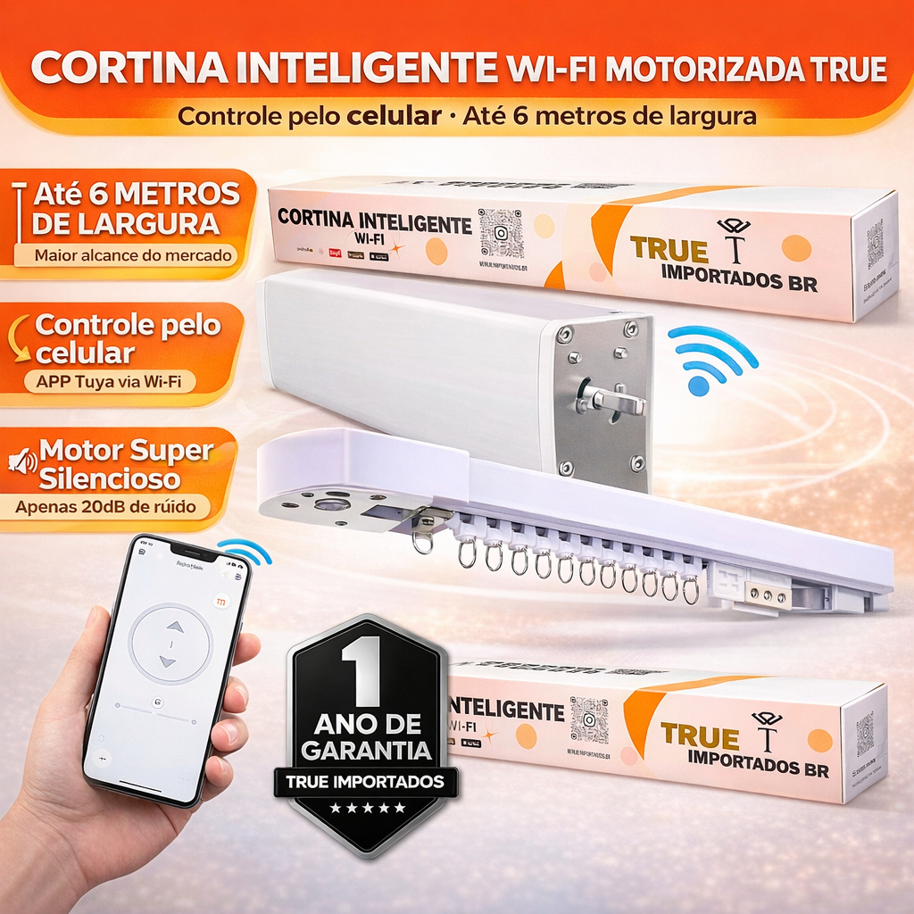 Cortina Inteligente True Importados Wifi Motorizada Até 6m