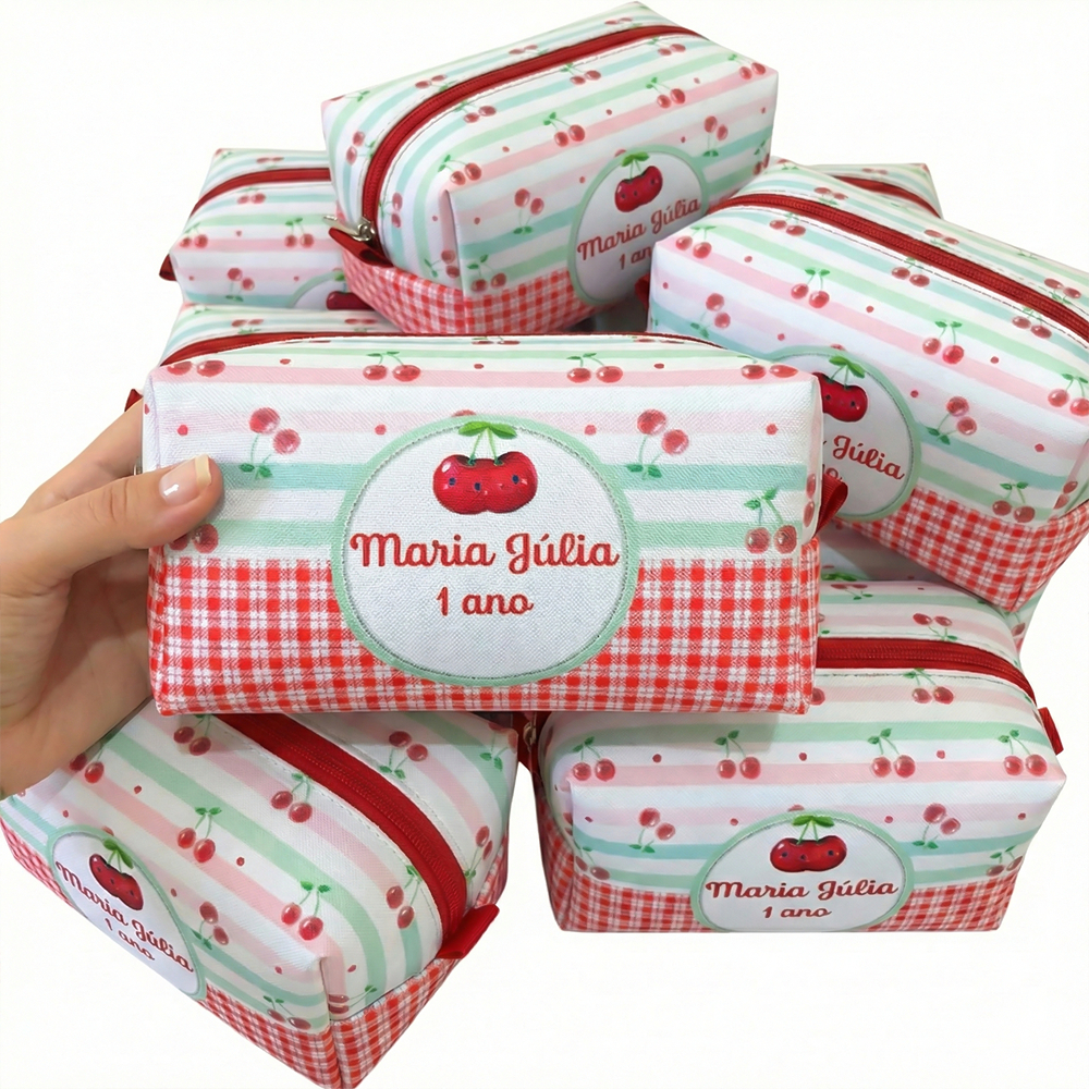 20 Necessaire Personalizada box G Lembrancinha aniversário Tema Cerejinha
