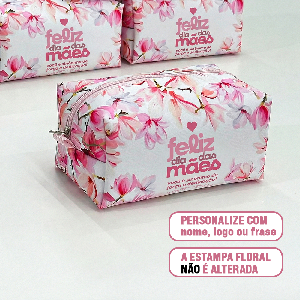 KIT 5 ou 10 Necessaire Personalizada Box G Lembrancinha Floral Rosa Dia das Mães