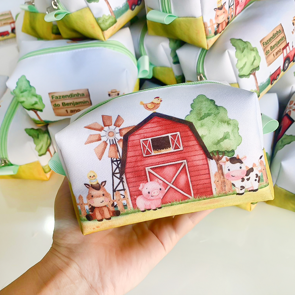 15 Bolsinhas Necessaire Personalizada lembrancinhas aniversário Box P Tema Fazendinha